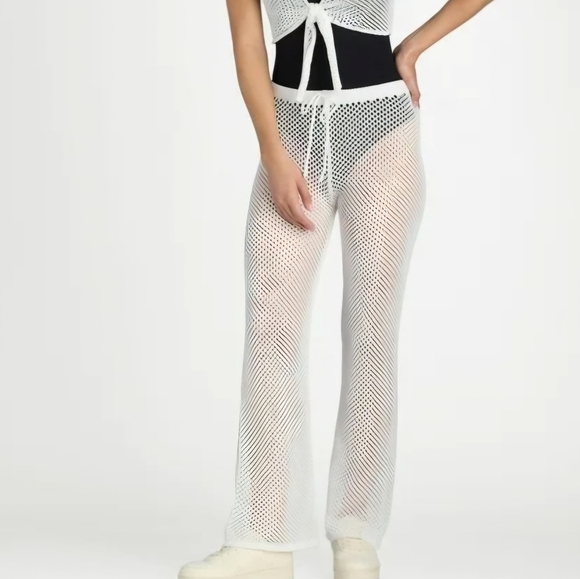 White Mesh Flare Pants Liv & Lottie Size M. - Picture 1 of 8
